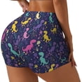 thumbnail image 2 of Kdxio Colorful Dinosaur Print Workout Shorts for Women Seamless Soft Smooth Gym Yoga Scrunch Active Shorts, 2 of 9