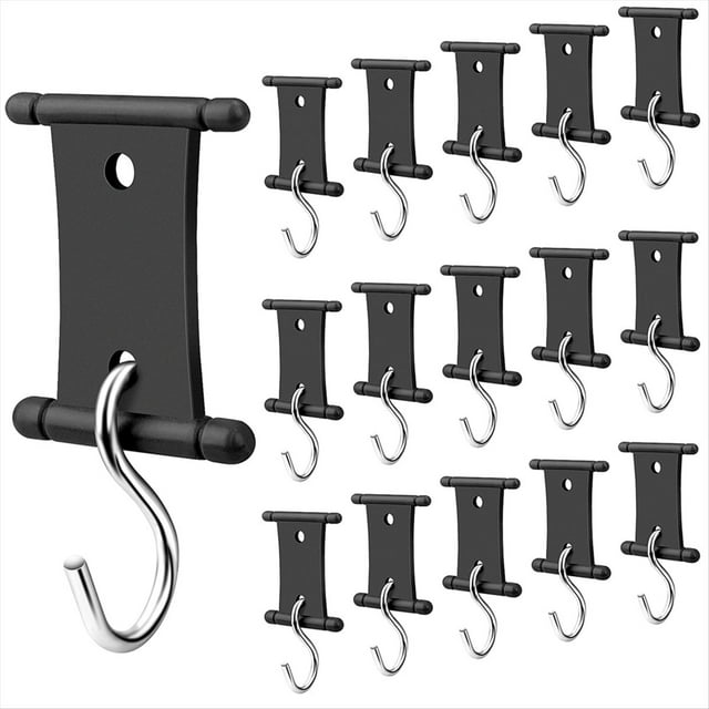 16 Pcs Crochets de Lumière pour Auvent de Véhicule Récréatif, Crochets de Support de Lumière pour Auvent Double Face Noir, 16 Pcs Clips de Lumière pour Auvent de Véhicule Récréatif, Noir