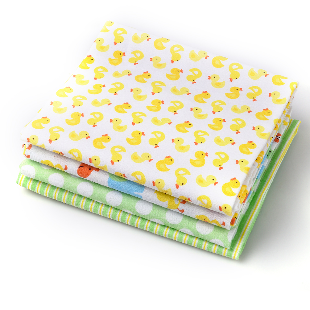 SUNLIKE 4 Pieces Set Baby Blanket Cotton Flannel Cozy Swaddle Blanket