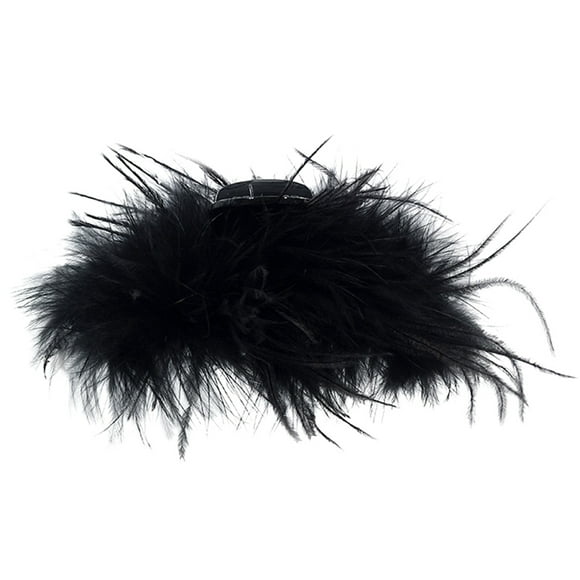 GARVALON 1Pack Hair Claw Clip with Artificial Fur Wood Material for Women Men Couples Special Occasions