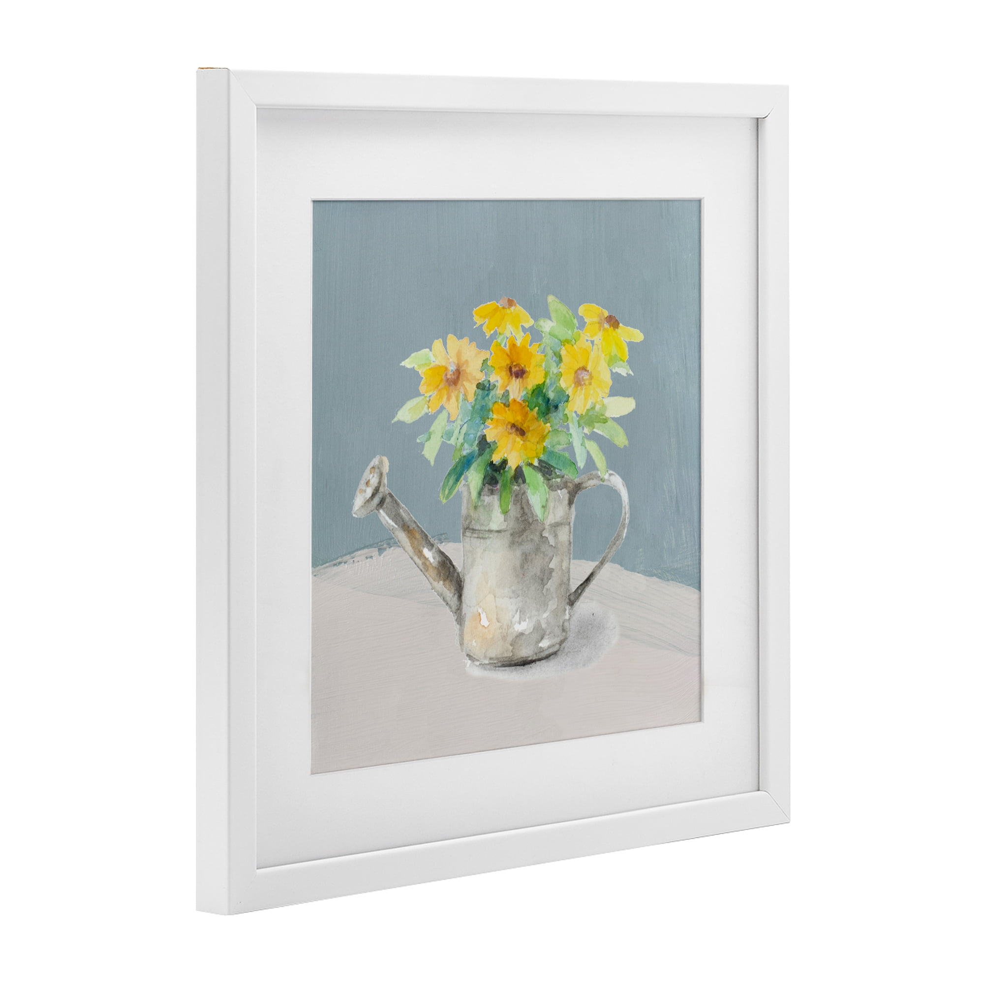 Stupell Industries Daisies in Watering Can White Framed Print Under Glass, design by Lanie Loreth