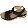 thumbnail image 3 of Rotm Womens Sandals Sandals for Women Wide Width Women Shoes Fashion Slope Heel Sandals Comfortable Round Toe Buckle Causal Sandals Shoes Black,6, 3 of 6