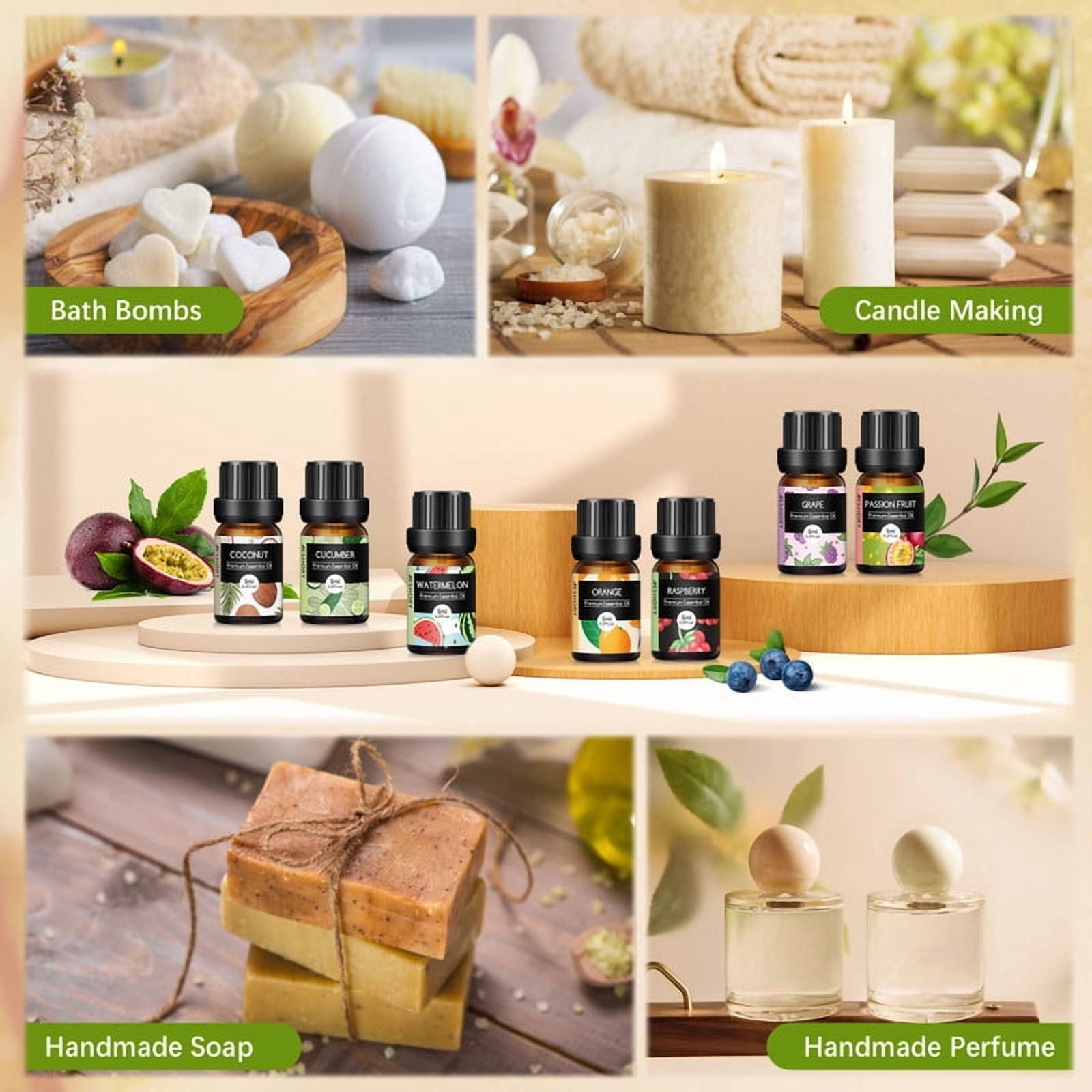 Aeshory 28-Pack Fruit Fragrance Oils Set - 5ml Aromatherapy Oils for Diffusers and Candle Making