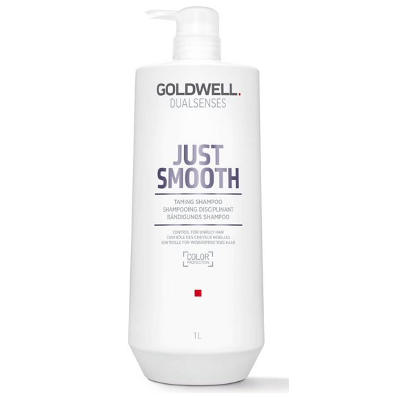 33.2 oz , Goldwell Dualsenses Just Smooth Taming Shampoo hair beauty, Pack of 1 w/ Sleekshop Pink Comb