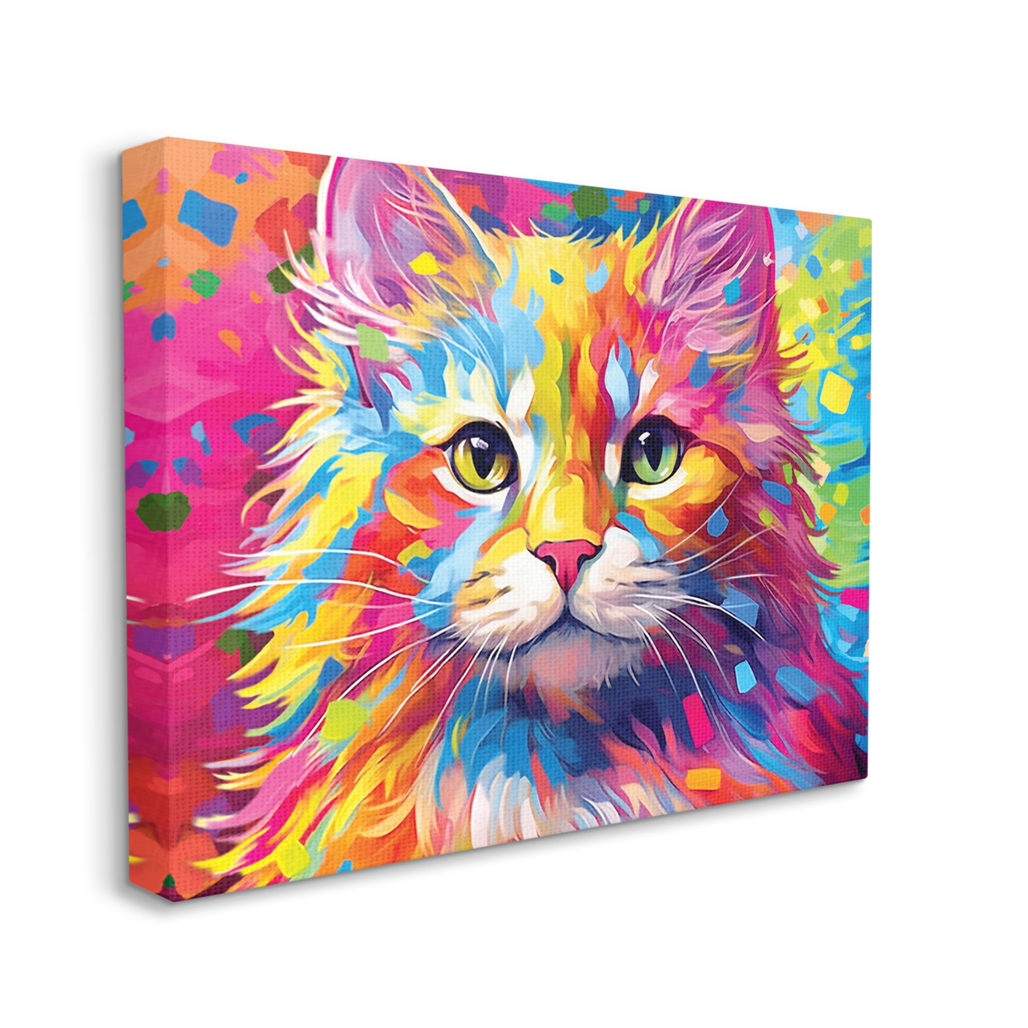Stupell Industries Vivid Cat Painting Animals & Insects Painting Gallery Wrapped Canvas Art Print Wall Art, 30 x 24