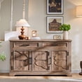 thumbnail image 3 of PurelyGoods 55" Large Buffet Sideboard Cabinet with 3 Doors and 2 Drawers, Buffet Table Coffee Bar Wine Bar Storage Cabinet for Dining Room, Living Room, Warm Brown, 3 of 13