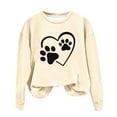 thumbnail image 2 of Womens Sweatshirts Fashion Dog Paw Element Print Hoodless Sweatshirt Fall Winter Long Sleeved Sweat Shirt Pullover Tops, 2 of 3