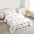thumbnail image 3 of Homewish Princess Crown Queen Comforter Set,Cute Cartoon Rainbow Bedding Sets,White Pink Bedding Comforter Set For Girls,Luxury Bedroom Decor Reversible,3pcs, 3 of 8