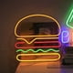 thumbnail image 2 of 1 pieza de letrero de neón con forma de hamburguesa, luz decorativa para pared, luz fría, letrero de neón USB para fiesta, bar, club, cumpleaños, 35 x 35 cm, 2 of 5