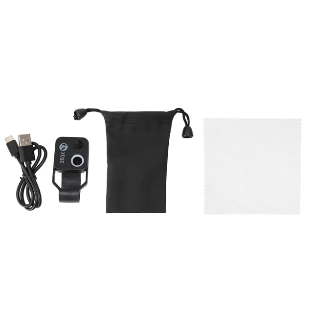 Phone Pocket Microscope, Mini Pocket Microscope Reduce Chromatic Aberration 2 Levels Of Brightness Eliminate Reflections With Universal Clip For Outdoors Black,White