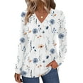 thumbnail image 2 of Zeagoo Cute Summer Boho Tops for Women V Neck Long Sleeve Blouses Floral Shirts Casual Tee Shirt, 2 of 4