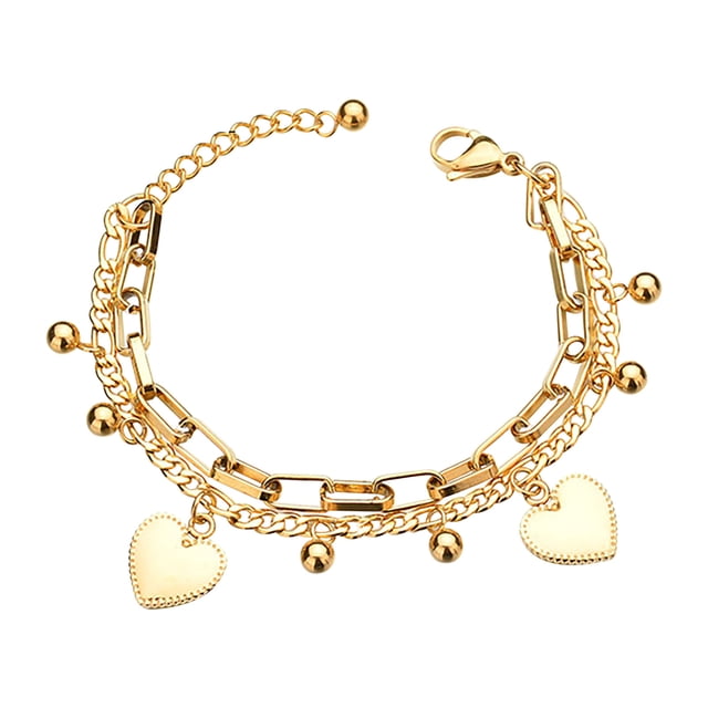 onlyliua para Interior/Exterior Pulsera de Mujer Pulsera de Acero Inoxidable Pulsera de Corazón de Melocotón