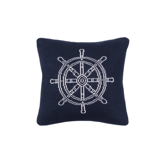 Ship Wheel Knitted Small/Petite Accent Pillow, 10" x 10"