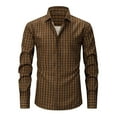 thumbnail image 3 of IYTR Mens Plaid Dress Shirts Business Casual Long Sleeve Button Down Shirts Regular Fit Turndown Collar Shirt (Brown,S), 3 of 5