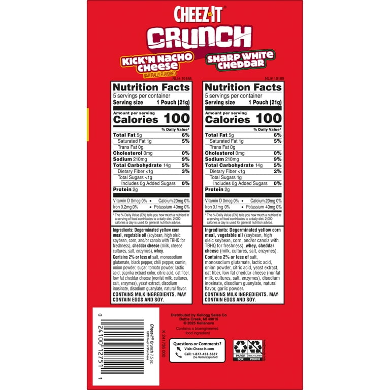 Cheez-It Crunch Variety Pack Cheesy Baked Snacks, Lunch Snacks, 10