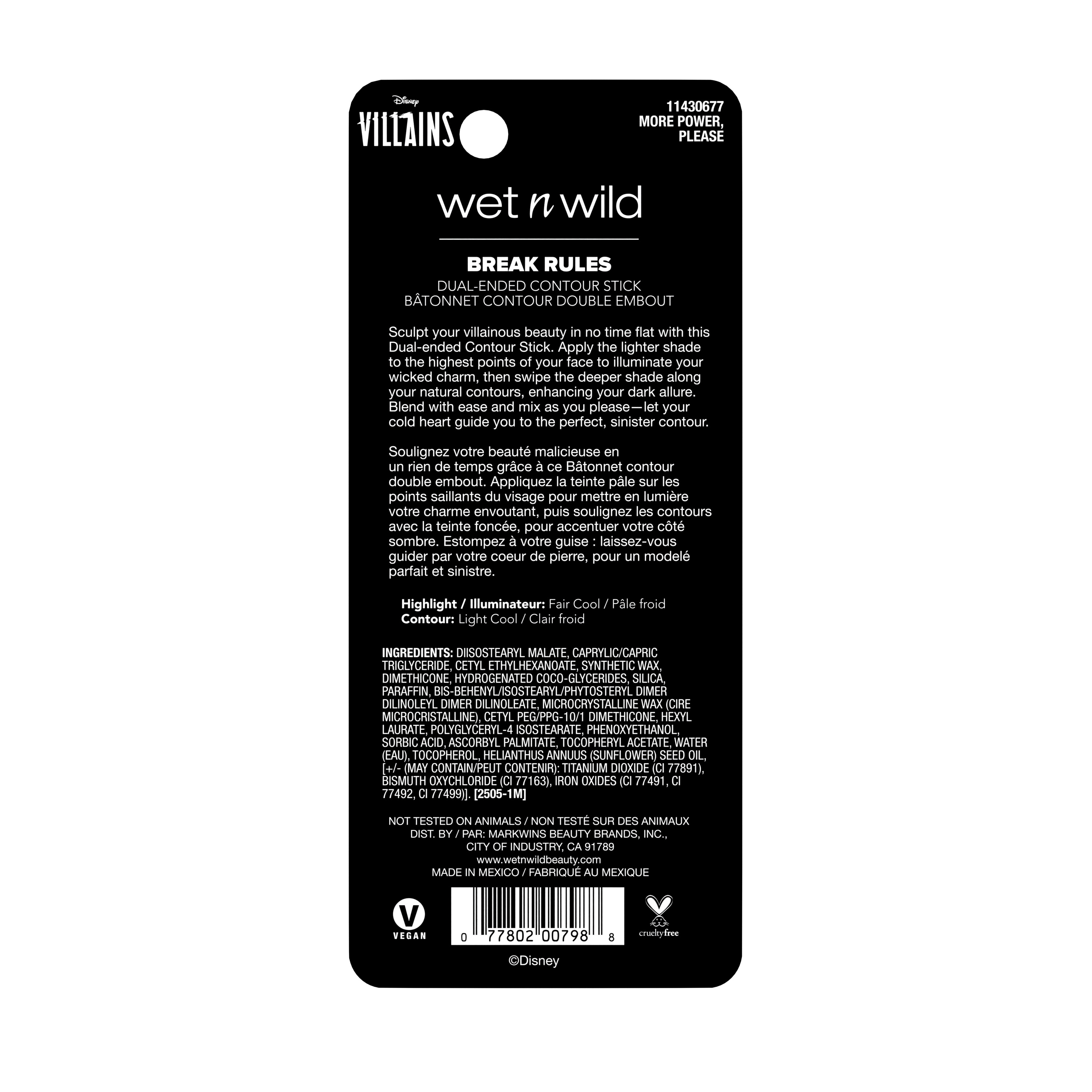Wet N Wild Disney Villains Break Rules Dual-Ended Contour Stick in More Power, Please - 0.28 Ounces