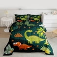 thumbnail image 2 of Homewish Green Dinosaur Animal Queen Comforter Set, Funny Jungle Wildlife Bedding Sets, Kawaii Cartoon Theme Reversible Bedding Comforter Set, Luxury Bedroom Decor, 3pcs, 2 of 8
