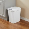 thumbnail image 6 of 4 Pack 7.5 Gallon / 30 Quart / 28.39 L Rectangular Plastic Trash Can with Flip Lid - Slim Space-Saving Wastebasket, White, 6 of 7