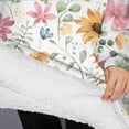 thumbnail image 3 of Oversized Wearable Blanket Hoodie,White Sunflower Colorful Flower Pattern Sherpa Blanket Hoodie with Super Pockets,Super Warm Fuzzy Pullover for Women & Men, 3 of 6