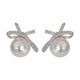 thumbnail image 2 of Pendientes de lazo para mujer, pendientes de lazo con diamantes de imitación, accesorios delicados y modernos, pendientes de lazo de perlas para , Plata, 2 of 9