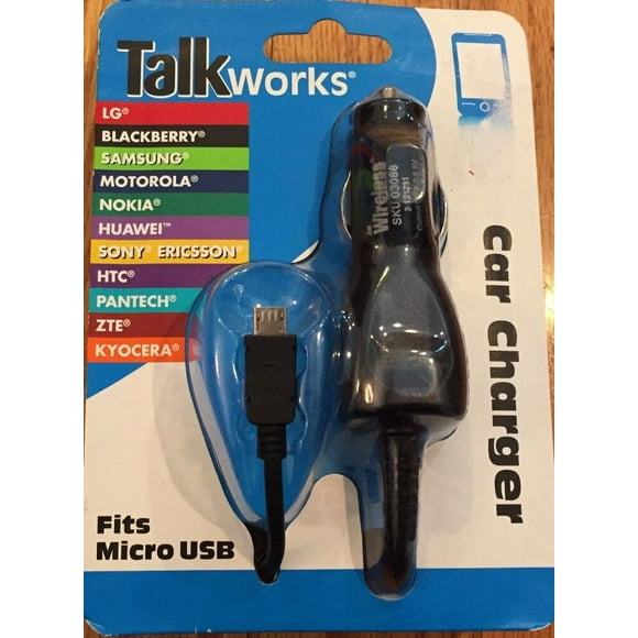 TalkWorks Car Charger Fits All Micro USB Mobile Phones and Tablets REV012013