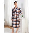 thumbnail image 3 of Men's Plaid Pattern Bathrobe With Pockets, 3 of 5