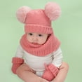 thumbnail image 3 of 3 Pcs Kids Winter Knitted Beanie Hat Scarf Gloves Set Warm Soft Thick Fleece Lining for Girls 1-10 Years, 3 of 8