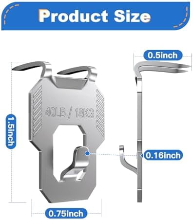 40Pcs Drywall Picture Hanger Claw: Holds Up to 40Lbs Easy Tool-Free Nail-Free Wall Hooks for Hanging Picture Mirror Photo Poster Kit - No Damage Heavy Duty Wall Hanger for Room Office Decor