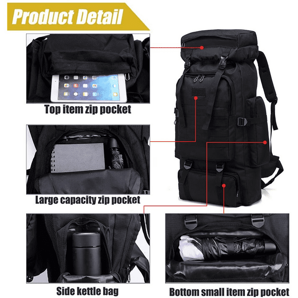Military Tactical Backpack Novashion 80L Large Capacity Camping Hiking Backpack Rucksack Waterproof Traveling Daypack for Outdoor, Gift for Boy and Girl