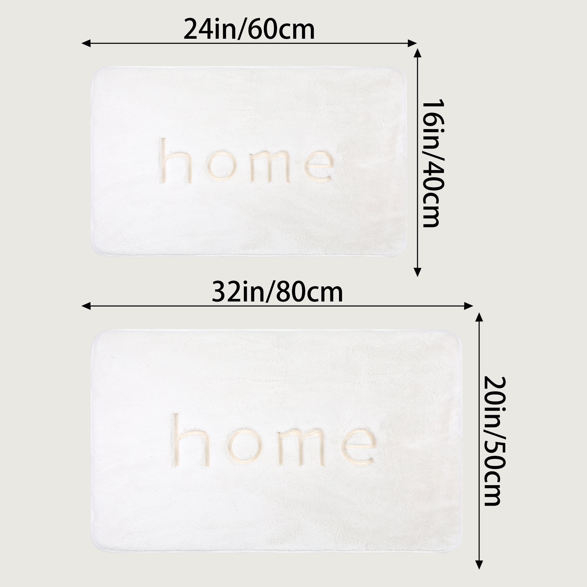 Unique Bargains Funny Letters Bath Rugs Non Slip Washable Bath Mats White 16" x 24"