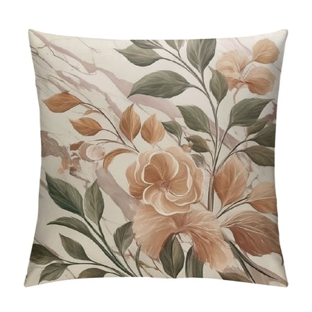 Fenyluxe Botanical Throw Pillow Cushion Cover Modern and Warm Neutral Marble Print and Leafy Branches Abstract Waves Decorative Accent Double-Sided Printing Pale Cinnamon Green 18x18in Fenyluxe Botanical Throw Pillow Cushion Cover Modern and Warm Neutral Marble Print and Leafy Branches Abstract Waves Decorative Accent Double-Sided Printing Pale Cinnamon Green 18x18in