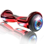 XPRIT 6.5" Chrome Red Hoverboard UL2272 certified with Wireless Speaker, Two - Wheel Hover Boards with LED lights for Kids and Adult