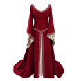thumbnail image 2 of Victorian Dress, Renaissance Dress Women, Womens Renaissance Costume, Medieval Dress for Women Steampunk Witch Dress Cosplay Halloween Princess Costume Gothic Retro Flare Sleeve Ball Gown, Red XXL, 2 of 6