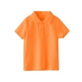 thumbnail image 2 of Afuyipoi Kids School Polo Shirts(3-11), Casual Shorts Sleeve Button T-shirts Solid Color Everyday Tops Orange 6 Years, 2 of 8