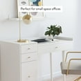 Nathan James Daisy White and Gold Makeup Desk with 4 Drawers and