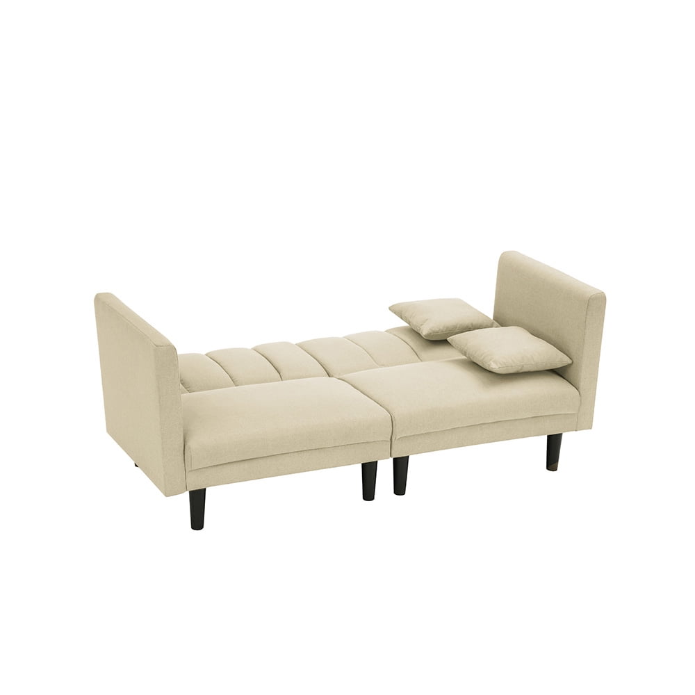 Kepooman Modern Sofa Sleeper Bed With 2 Pillows, White Kepooman Modern Sofa Sleeper Bed With 2 Pillows, White