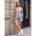 thumbnail image 5 of PINKSIR Short Sets for Women 2 Piece Outfits V Neck Short Sleeve Top and Shorts Lounge Set with Pockets, 5 of 10