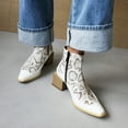 thumbnail image 4 of NECHOLOGY Botas Mujer Zapatos Botines para mujer Zapatos antideslizantes a la , botines con punta, cómodos, con cremallera, tacones redondos, botas para mujer, botas altas para mujer (White, 8), 4 of 7