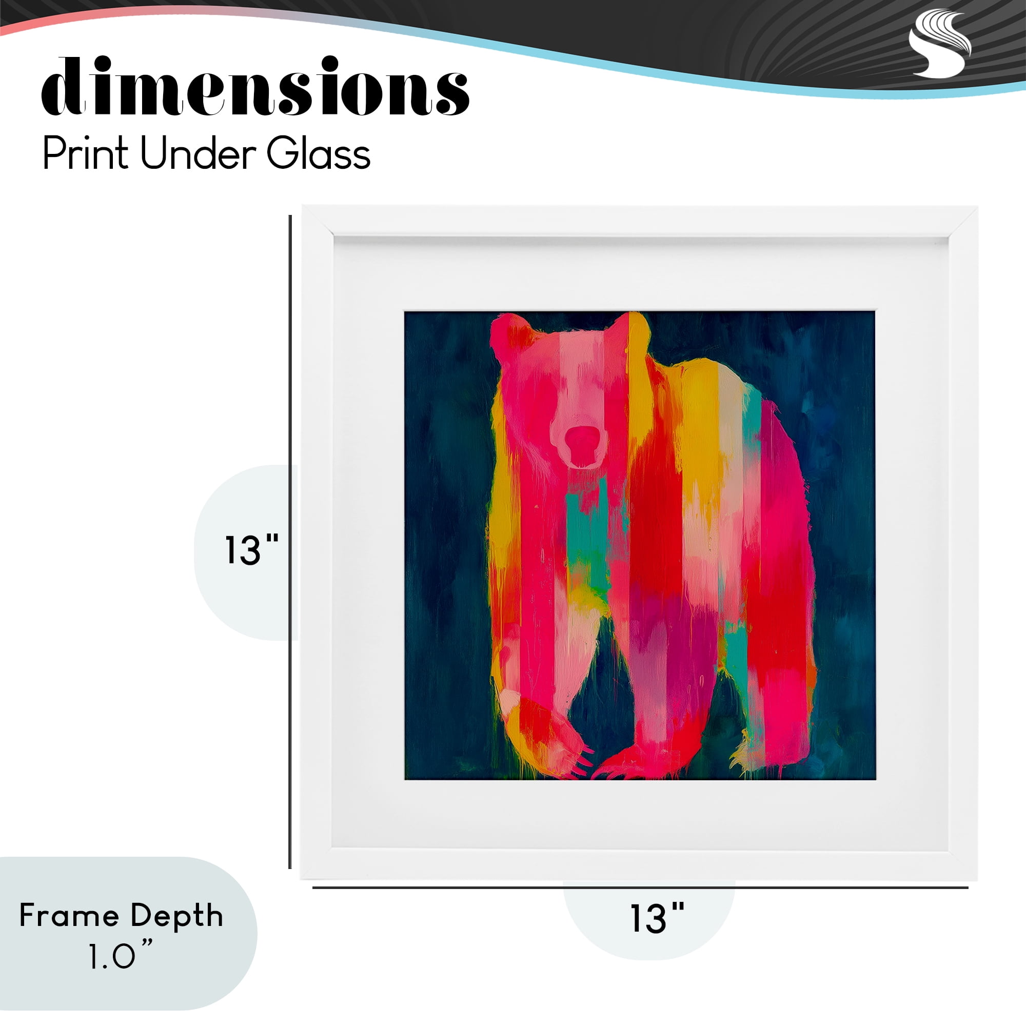 Stupell Industries Pink & Yellow Bear Standing Tall White Framed Print Under Glass, design by Chromatic Storm Studio