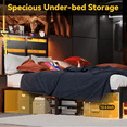 thumbnail image 3 of Behost Metal Platform Bed Frame with Storage Headboard, LED Lights and Charging Station, Twin Size, Black, 3 of 6