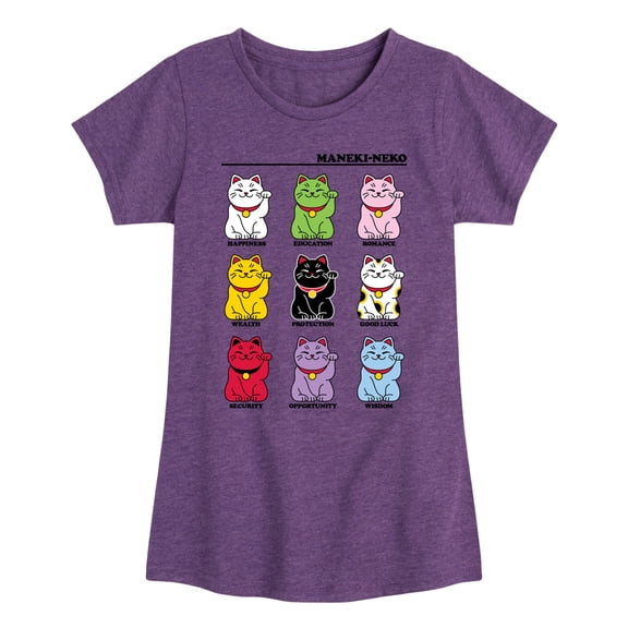 Instant Message - Lucky Cat - Toddler & Youth Girls Short Sleeve Graphic T-Shirt