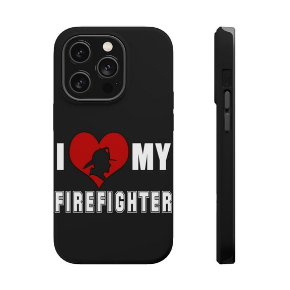 DistinctInk Tough Case for Apple iPhone 15 PRO (6.1" Screen), Compatible with MagSafe Charging - I Heart My Firefighter