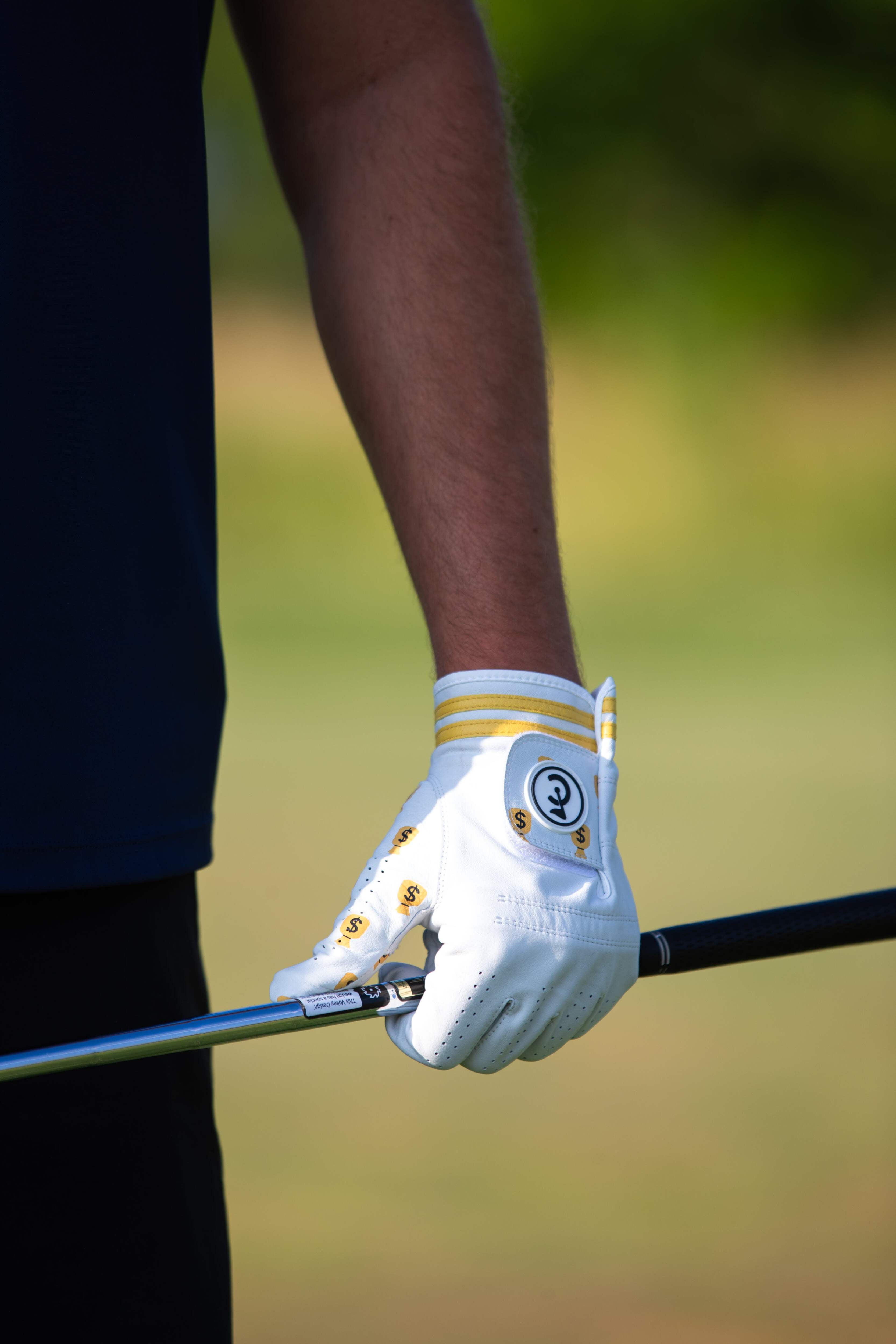 Money Bags Gold Golf Glove | Premium Cabretta Leather & Supportive Palm Pad