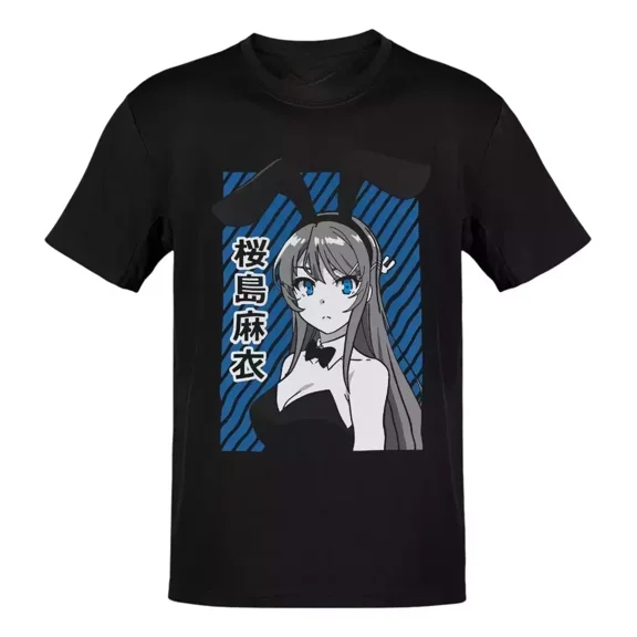 Reprint Rare Anime Seishun Buta Yarou Mai Sakurajima Rayas Azule T-Shirt Size S-5XL