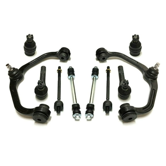 10 Pc Front Upper Control Arm Ball Joint Tie Rod Ends Inner & Outer Sway Bars Kit 1 Piece Design with Coil Spring Suspension Fits select: 1998-2011 FORD RANGER, 1998-2001 MAZDA B2500