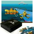 thumbnail image 3 of Ambesonne Yellow Submarine Jigsaw Puzzle Durable Cardboard, Diver Dolphins, 1000 pcs, Petrol Blue and Ginger, 3 of 6