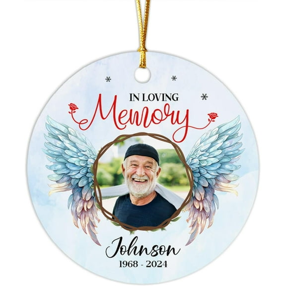 Frame Photo Memorial Christmas Ornament, Custom in Loving Memory Ornament, Sympathy Remembrance Ornament, Personalized Loved One Image & Name Christmas Ornament for Family Loss, Grief Ornaments 76c