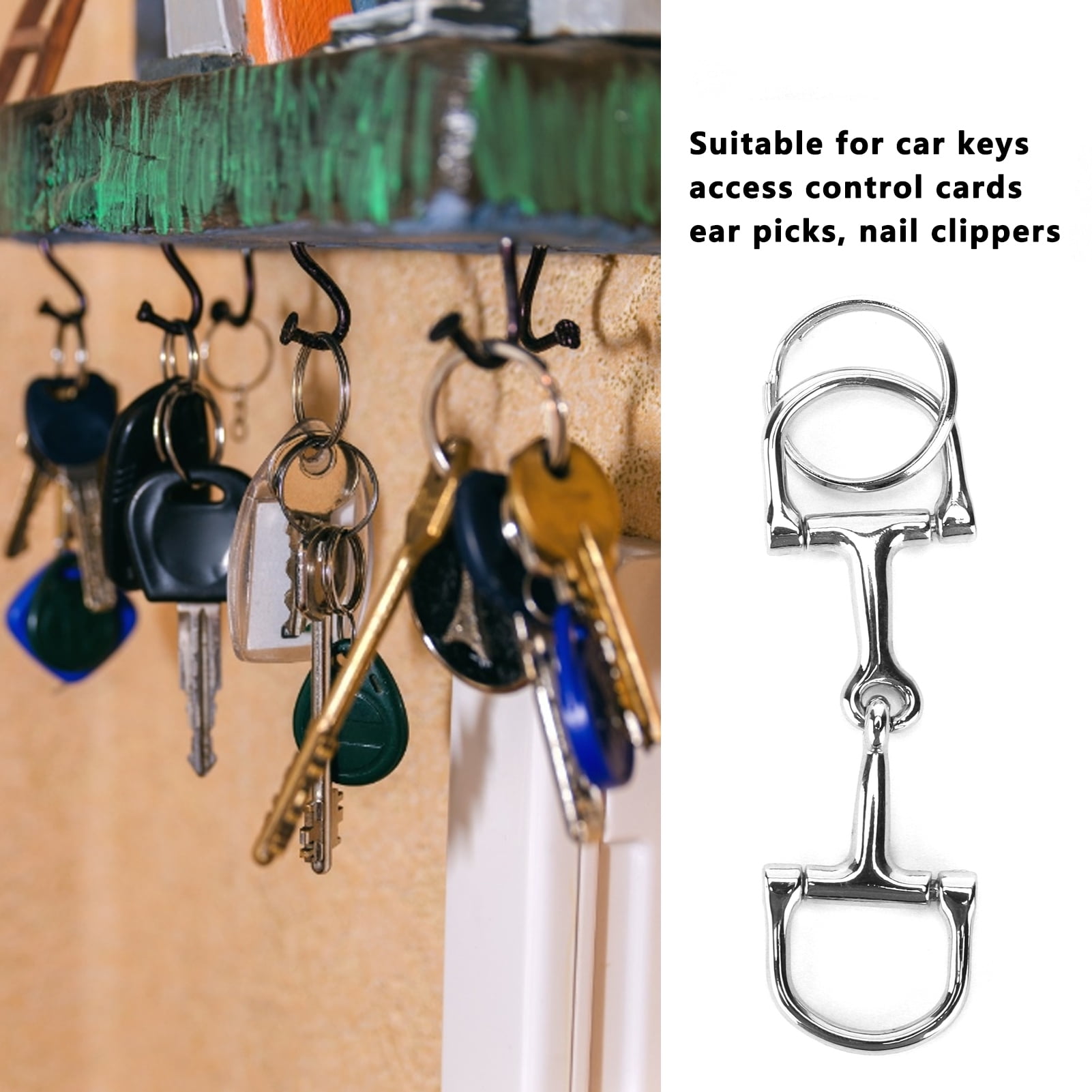 Equestrian Horse D Ring Zine Alloy Snaffle Bit Keyring D Shaped Snaffle Keychain Silver D Ring Horse Snaffle Bits Key Ring for Bag Key Decoration