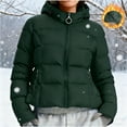 thumbnail image 2 of YOIAVAIOY Puffer Jacket Womens Full Zip Up Jackets Warm Winter Coat Thicken Hooded Puffer Jacket with Pockets Green L, 2 of 10