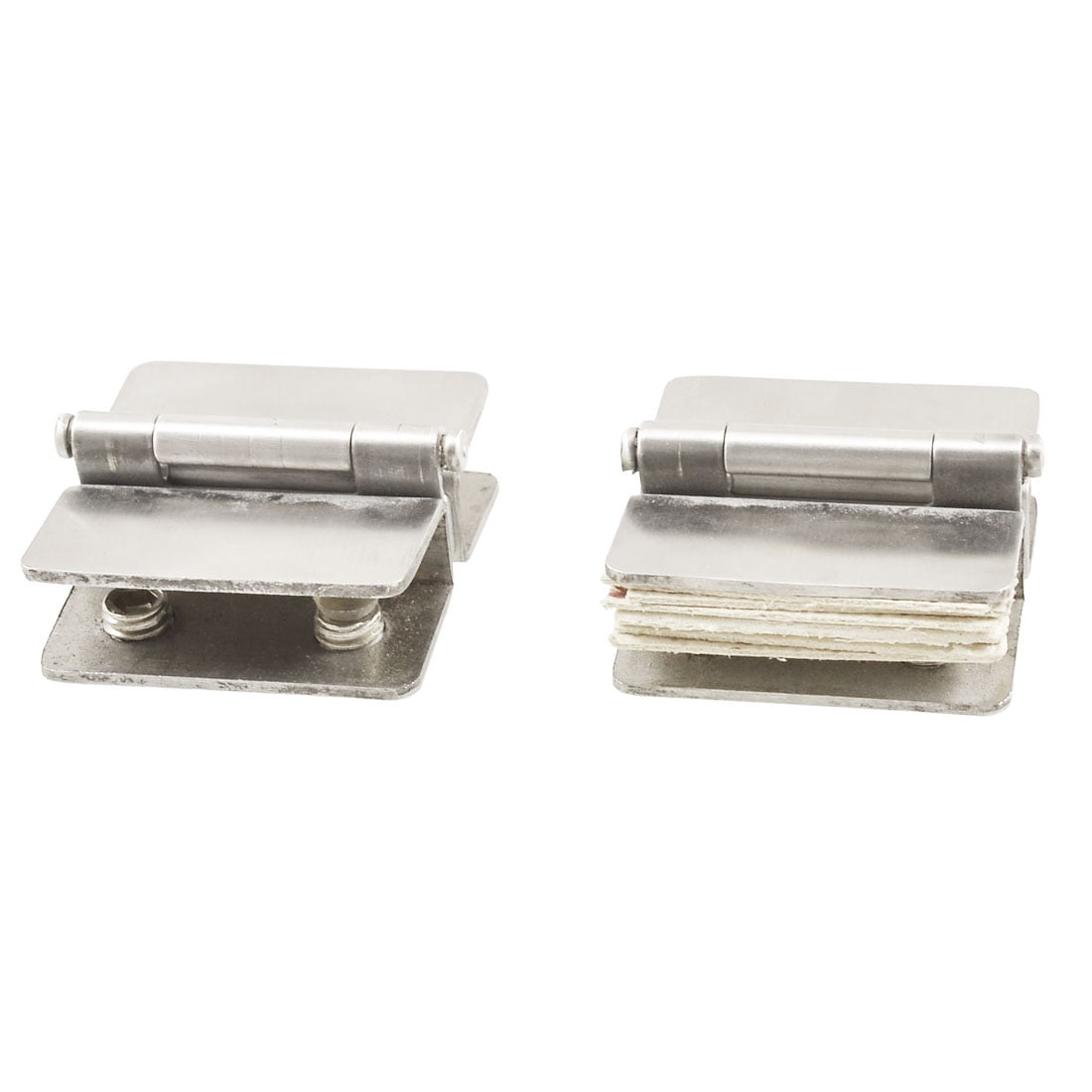 Silver Tone Metal Glass to Glass Shower Door Clamp Hinges 2 Pcs